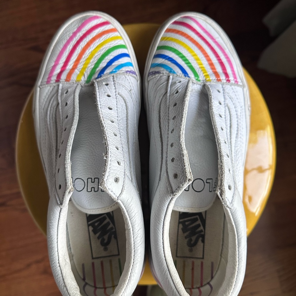 Vans Women White Rainbow Shoes